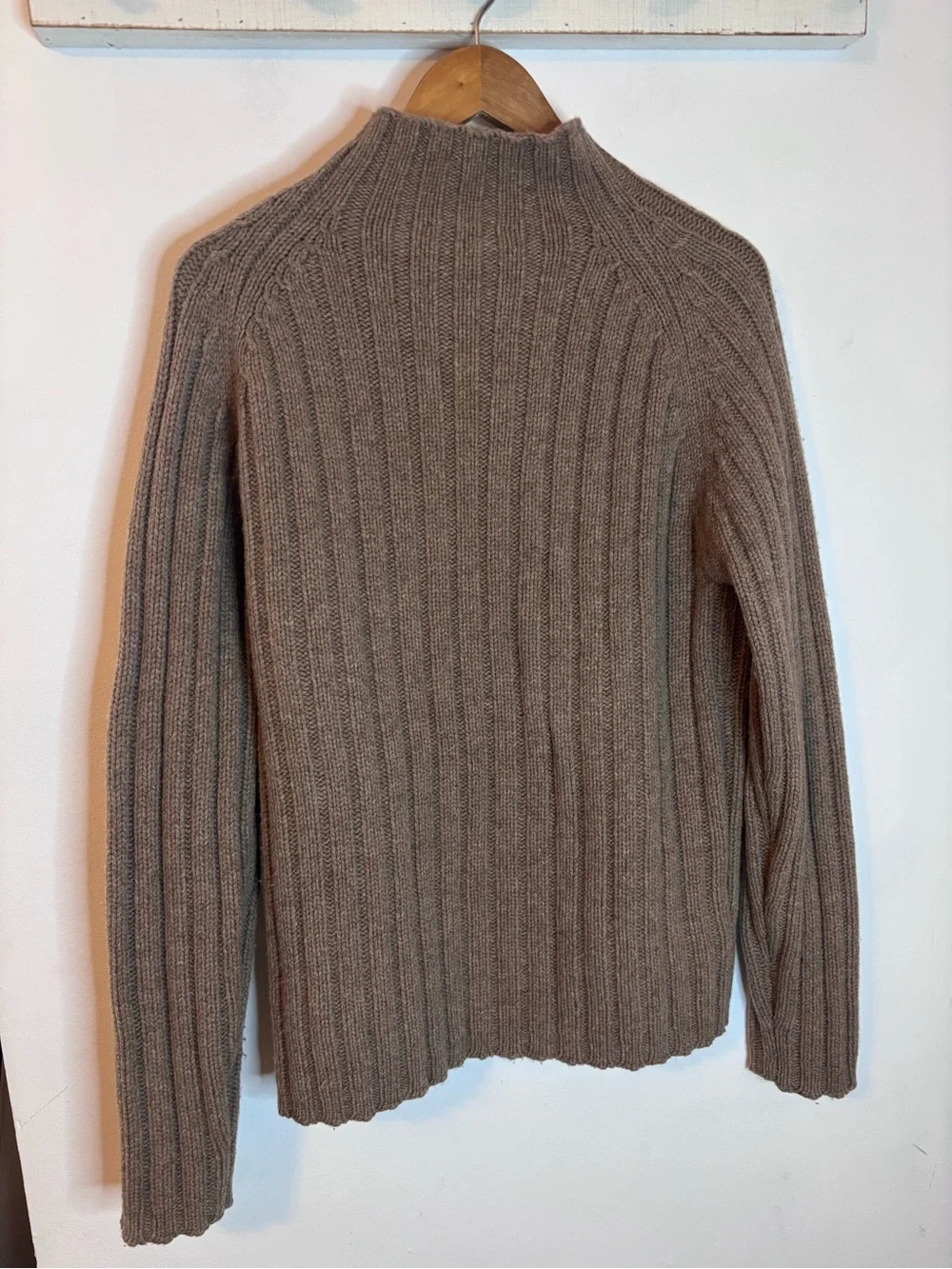 J.Crew Men’s Taupe Ribbed Lambswool Mock Neck Sweater